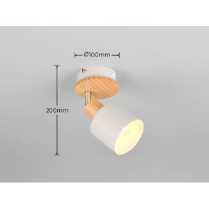 Moderner Trio Strahler Shanti in Warm-Grey mit Holzdetails, ideal als Decken- oder Wandspot.