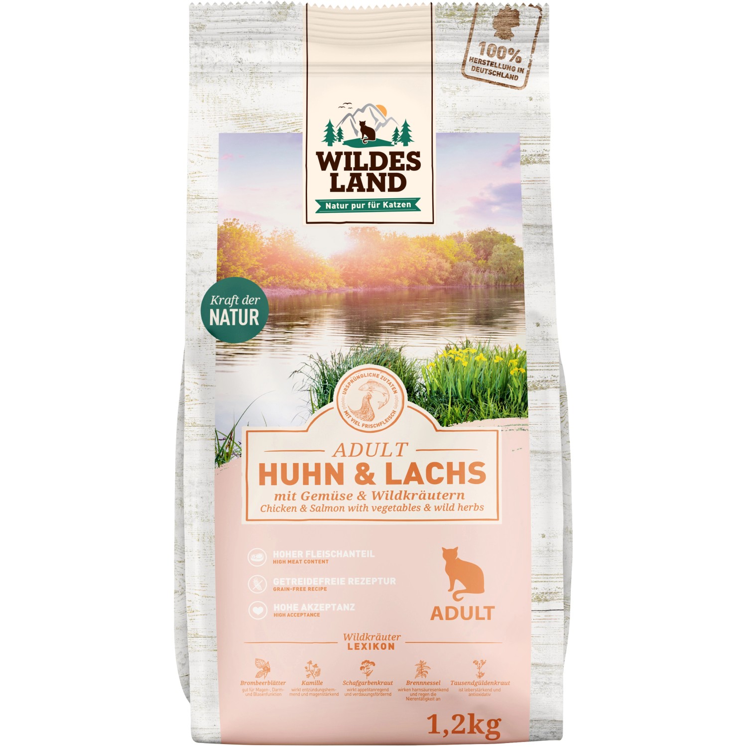 Wildes Land Katzen-Trockenfutter Huhn und Lachs 1,2 kg