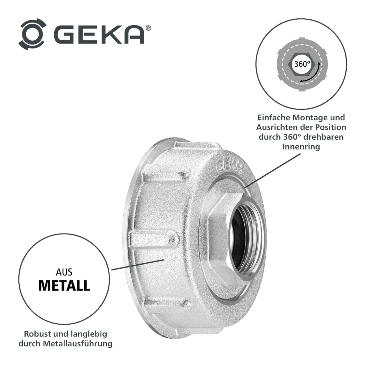 GEKA plus IBC Adapter, 2-teilig, aus Metall. Zubehör für Regentonnen und Wasserzapfstellen.