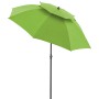 Grüner Doppler Strandschirm Windprofi Neo 200 mit Windventil und flexiblem Gestell.