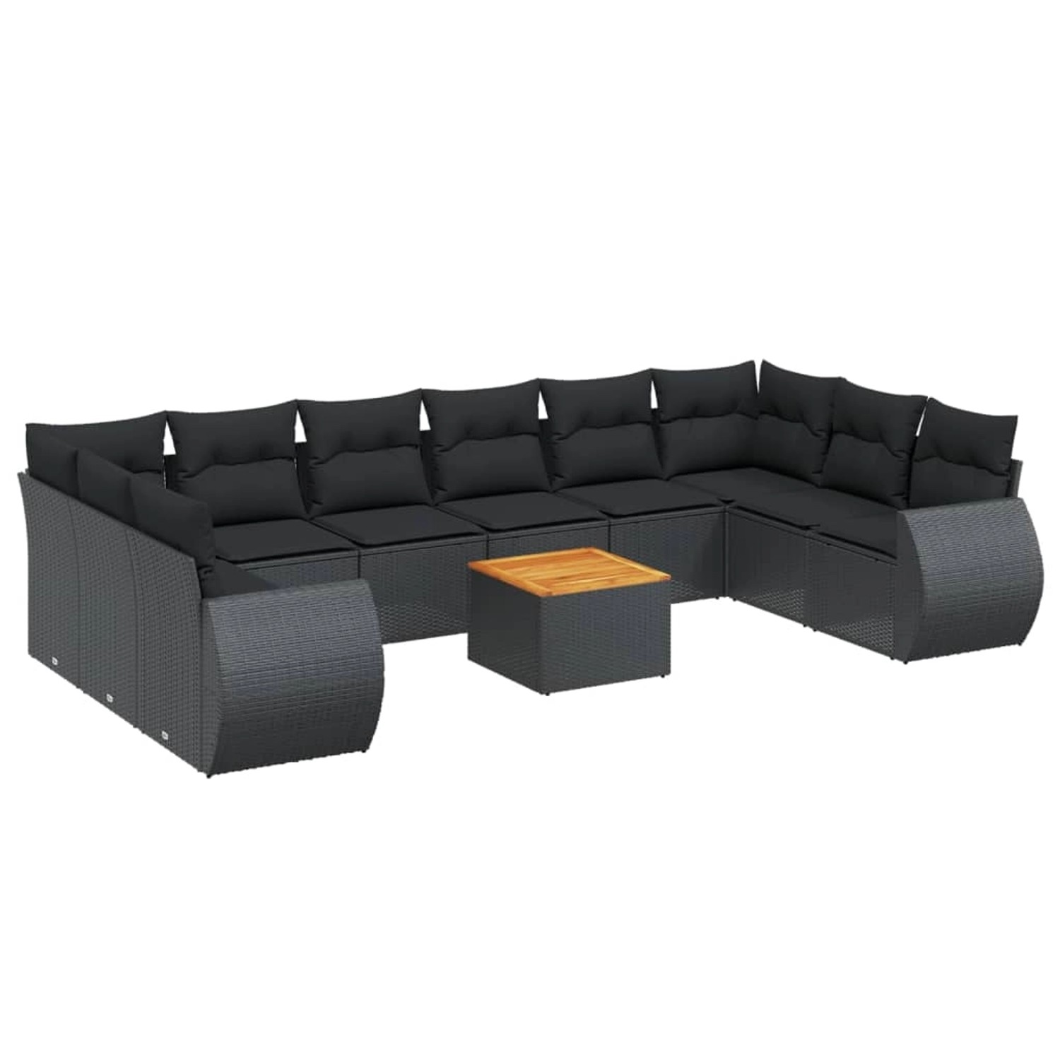 vidaXL 11-Tlg Garten-Sofagarnitur mit Kissen Schwarz Poly Rattan 3257504 günstig online kaufen