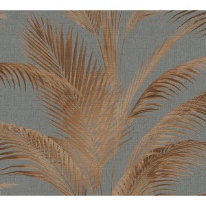 A.S. Création Vliestapete mit Palmenmuster in Grau und Metallic. Dekorative Tapete für Wohnräume.
