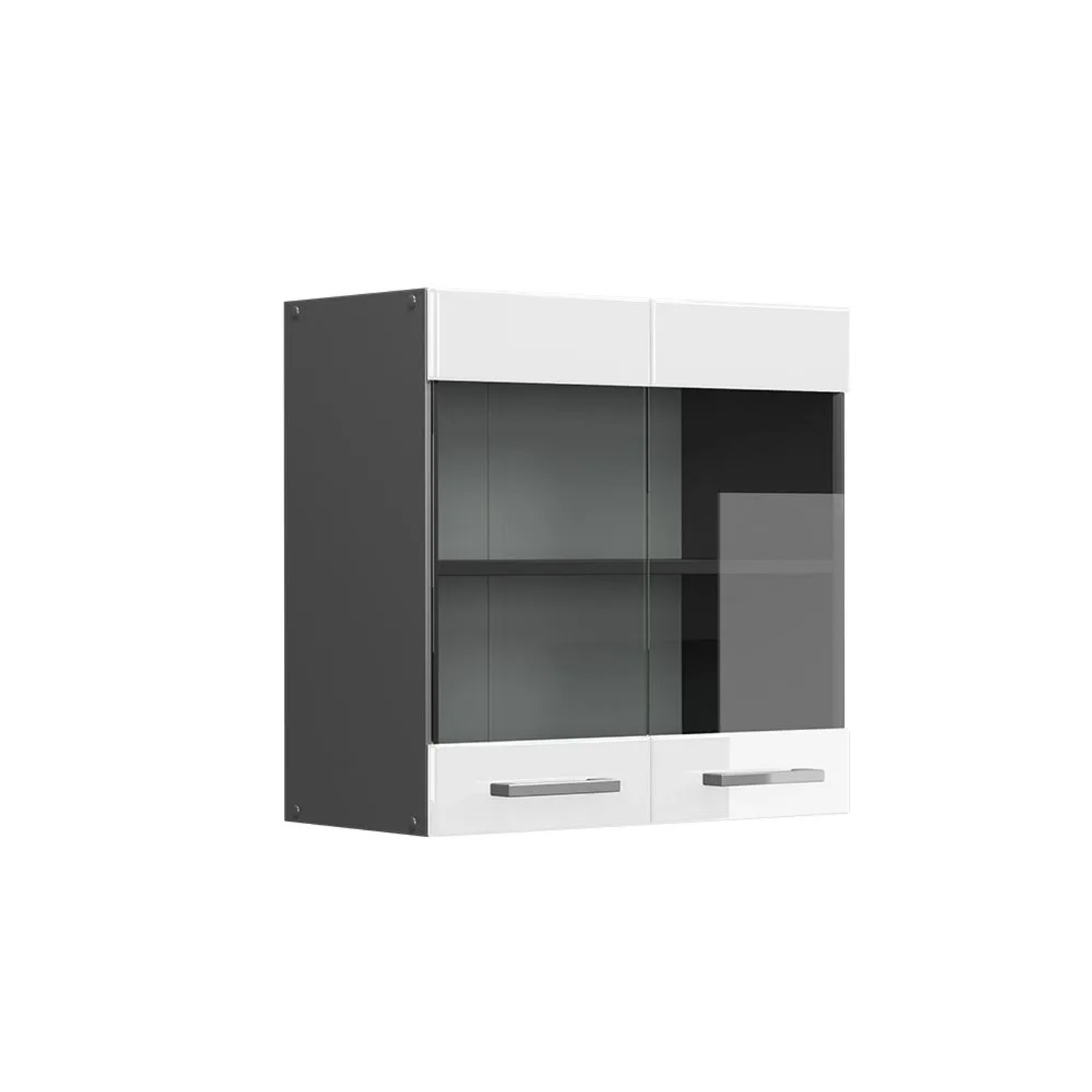 Vicco Küchenglasschrank R-Line Glashängeschrank Weiß Hochglanz Anthrazit 60 cm