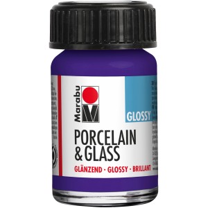 Marabu Porcelain & Glass Glossy Farbe, 15ml, Violett. Glänzende Porzellanfarbe für Glas und Keramik.
