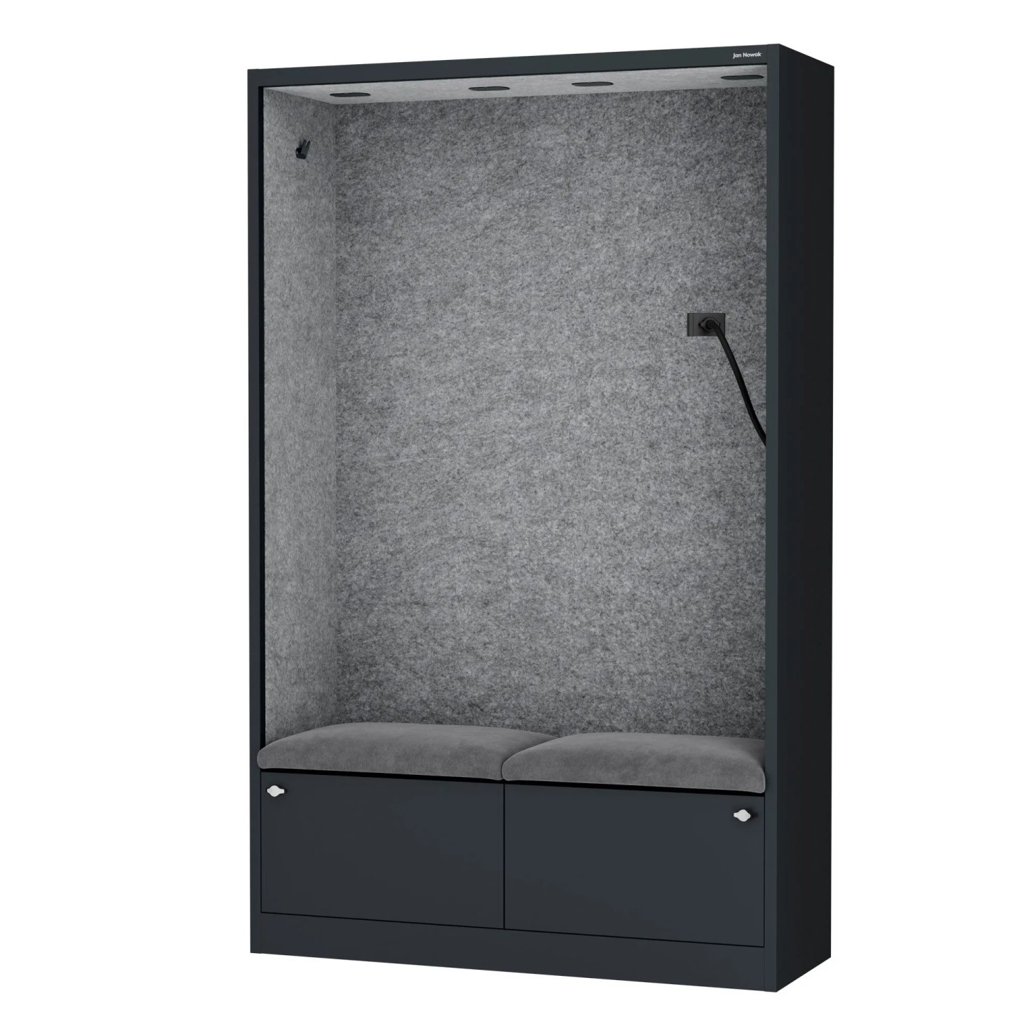 JAN NOWAK Büroschrank mit Gesprächsplatz SALLY Akustische Ruhezone MentalBox Grey Fog Anthrazit