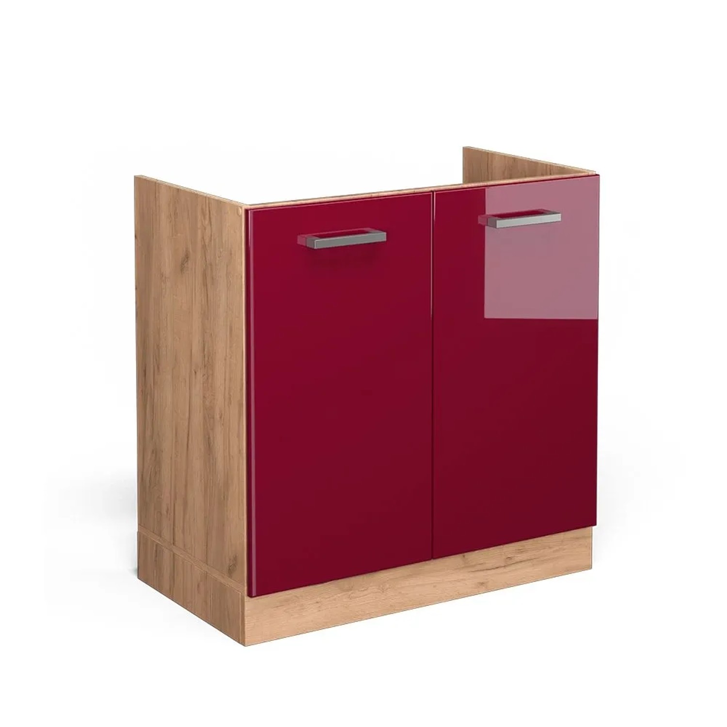 Vicco Spülenunterschrank R-Line Rot Hochglanz 80 x 82 ohne Arbeitsplatte Opt3