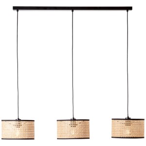 Brilliant Pendelleuchte Wiley, 3-flammig, Rattan-Schirme in Schwarz und Natur.