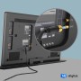 Schwarzes hb-digital SAT Kabel mit vergoldetem F-Stecker und Ferritkern, angeschlossen an TV-SAT-Eingang. Audio & Video.