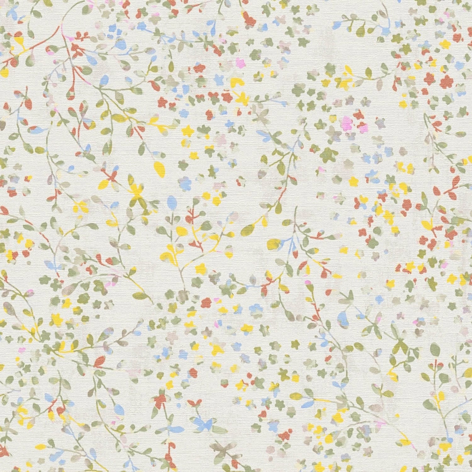 PROFHOME 397471-GU Blumen Tapete Floral Matt Creme Grün Gelb Blau 0,53 m x günstig online kaufen