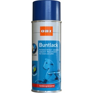 OBI Buntlack Spray RAL 5010 Enzianblau, seidenglänzend, 400ml Dose.