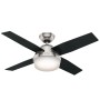 HUNTER Deckenventilator Dante, Nickel gebürstet, 112cm, mit Lampe und Fernbedienung. Flügel in Schwarz/Braun.