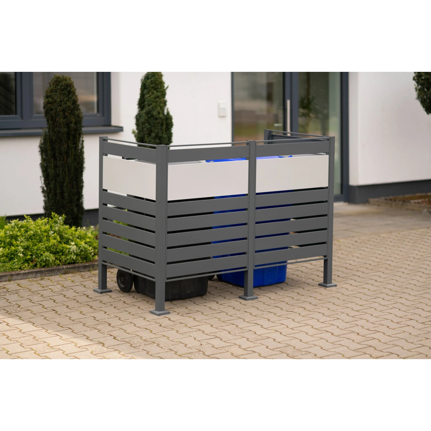Westmann Mülltonnenverkleidung Planum für 2 Tonnen (je 240 l) in Anthrazit/Grau.