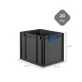 PROREGAL Eurobox Sparset, 30L, schwarz mit blauen Griffen und Auflagedeckel.