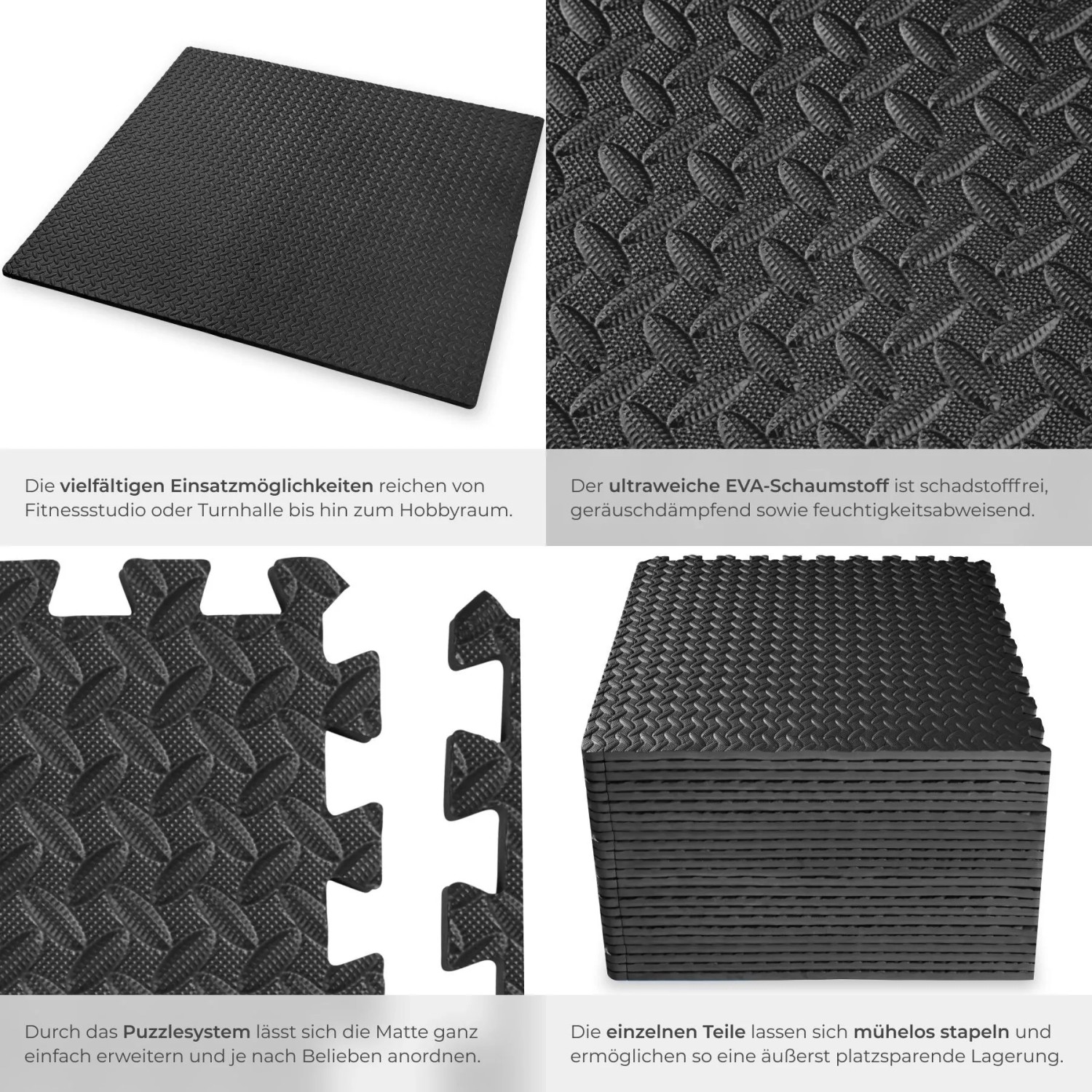 Tectake Schutzmattenset  24 Teilig Mit 48 Randstücken Je 61 x 61 cm 24Er Set 362 x 246 x 1 20 cm Schwarz_5