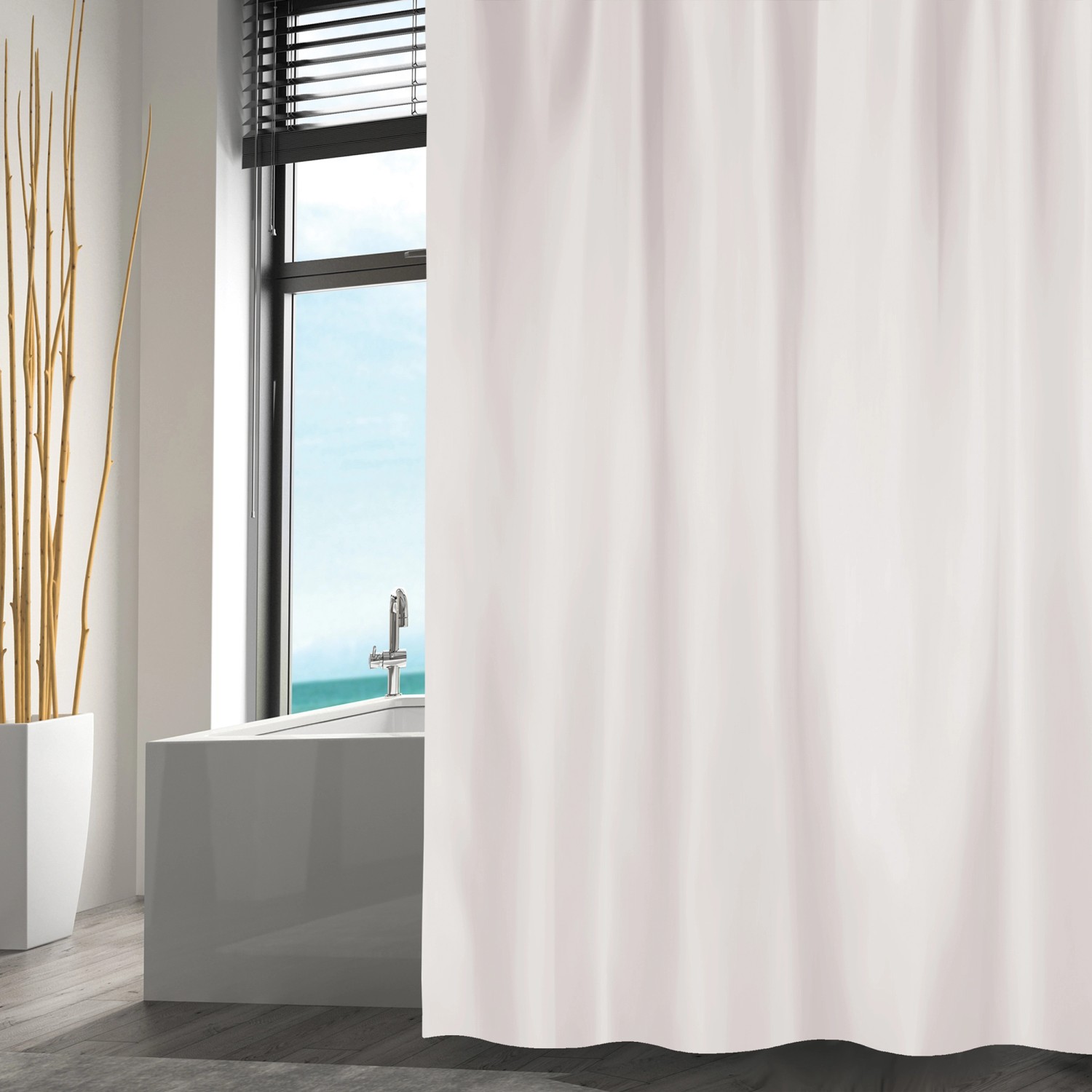 MSV Duschvorhang Polyester 240 cm x 200 cm Weiß günstig online kaufen