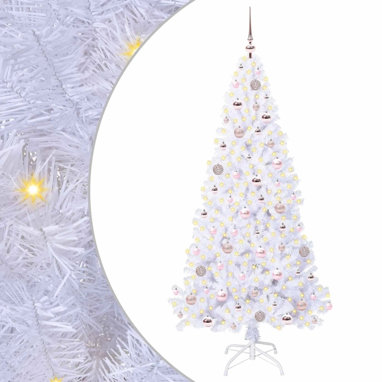 vidaXL Künstlicher Weihnachtsbaum Weiß 180 cm PVC und Stahl 3426769