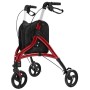 Roter, faltbarer Costway Rollator mit 3 Rädern und höhenverstellbaren Griffen für Senioren, inklusive Tasche.