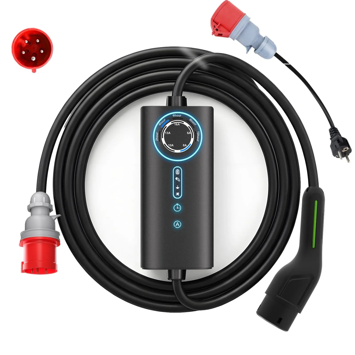 Junsun EV Ladegerät 11kw 8m Cable Type 2 3-phasig 6-16A Mit Adapter