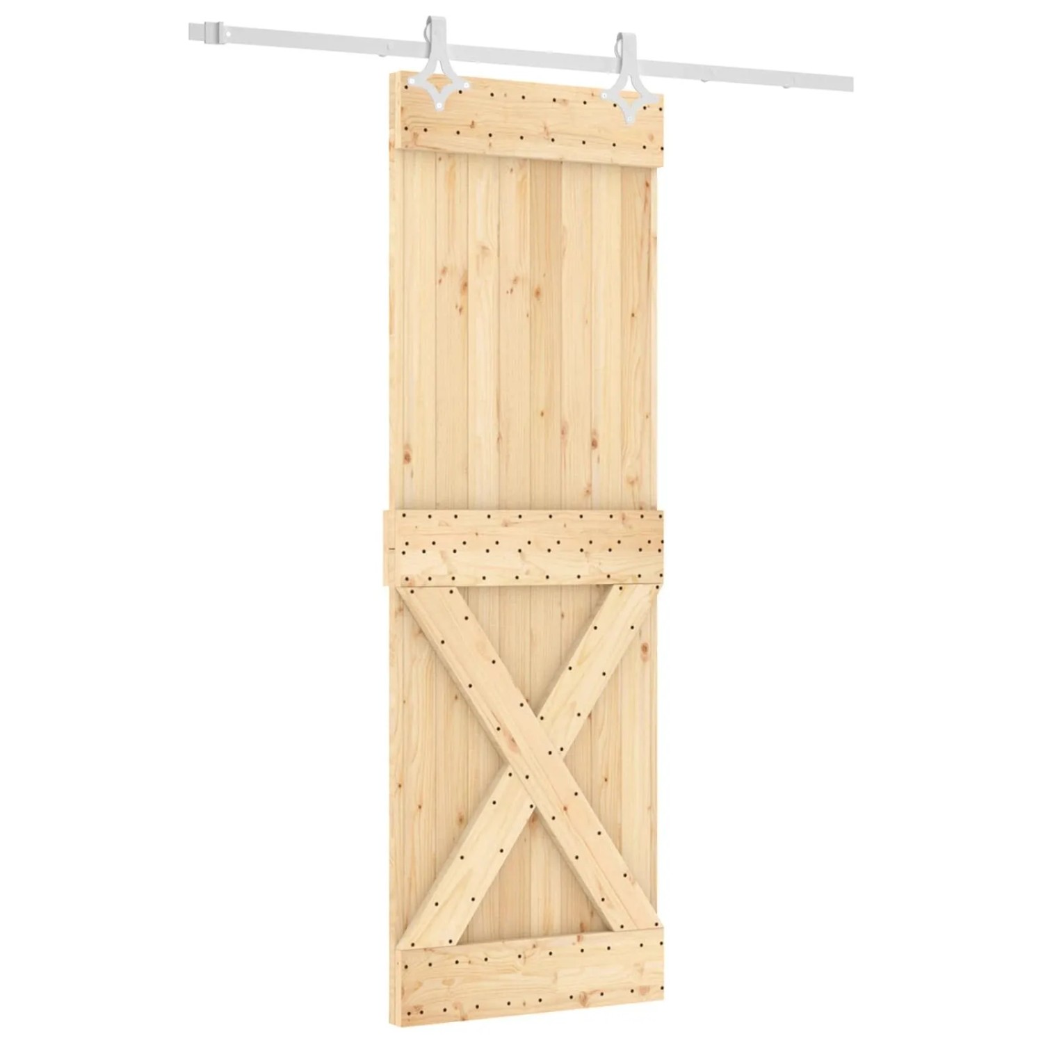 vidaXL Schiebetür Natur und Weiß 70 x 210 cm Massivkiefer 3445091