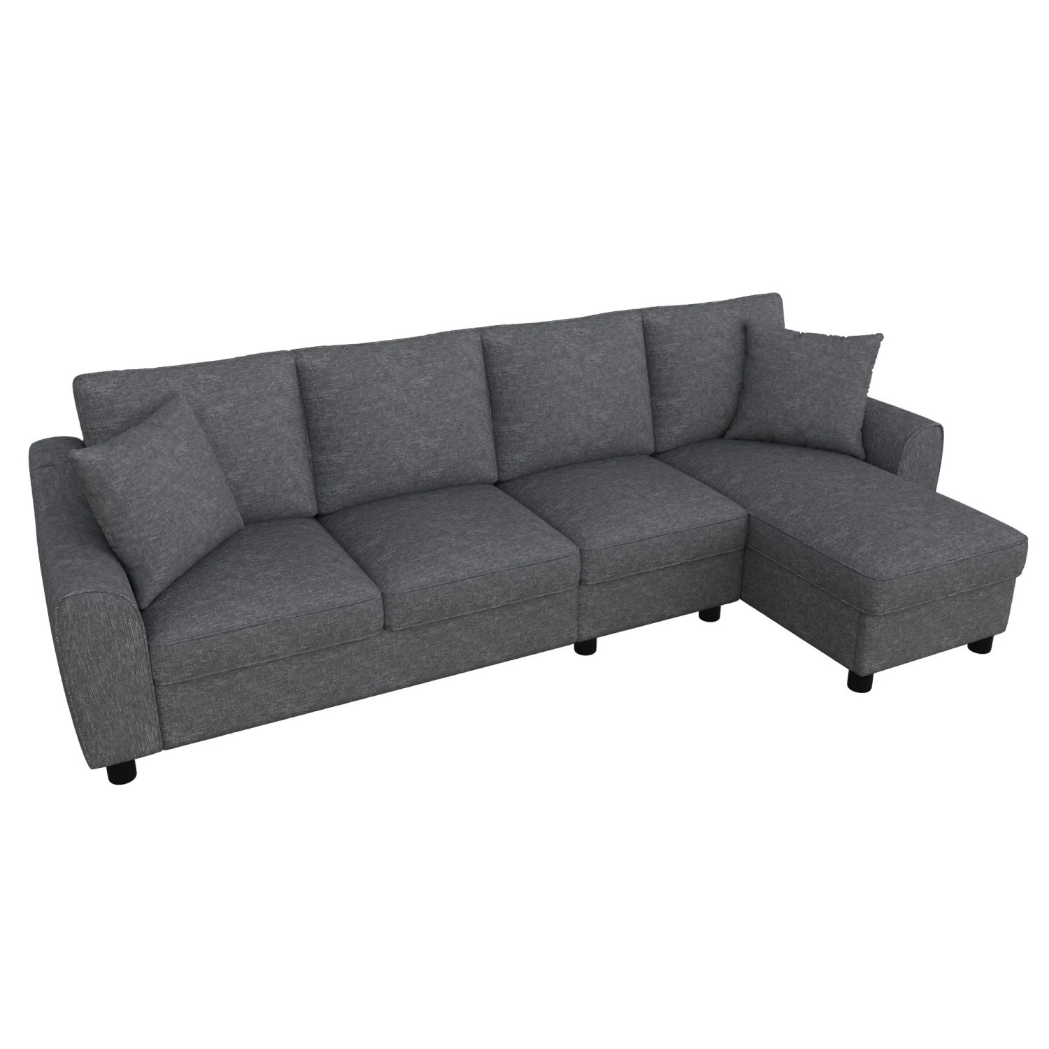Merax Ecksofa 280x136x82 cm Grau Chenille Stauraum