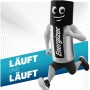 Energizer Max Plus AA Batterie als Comicfigur beim Laufen.