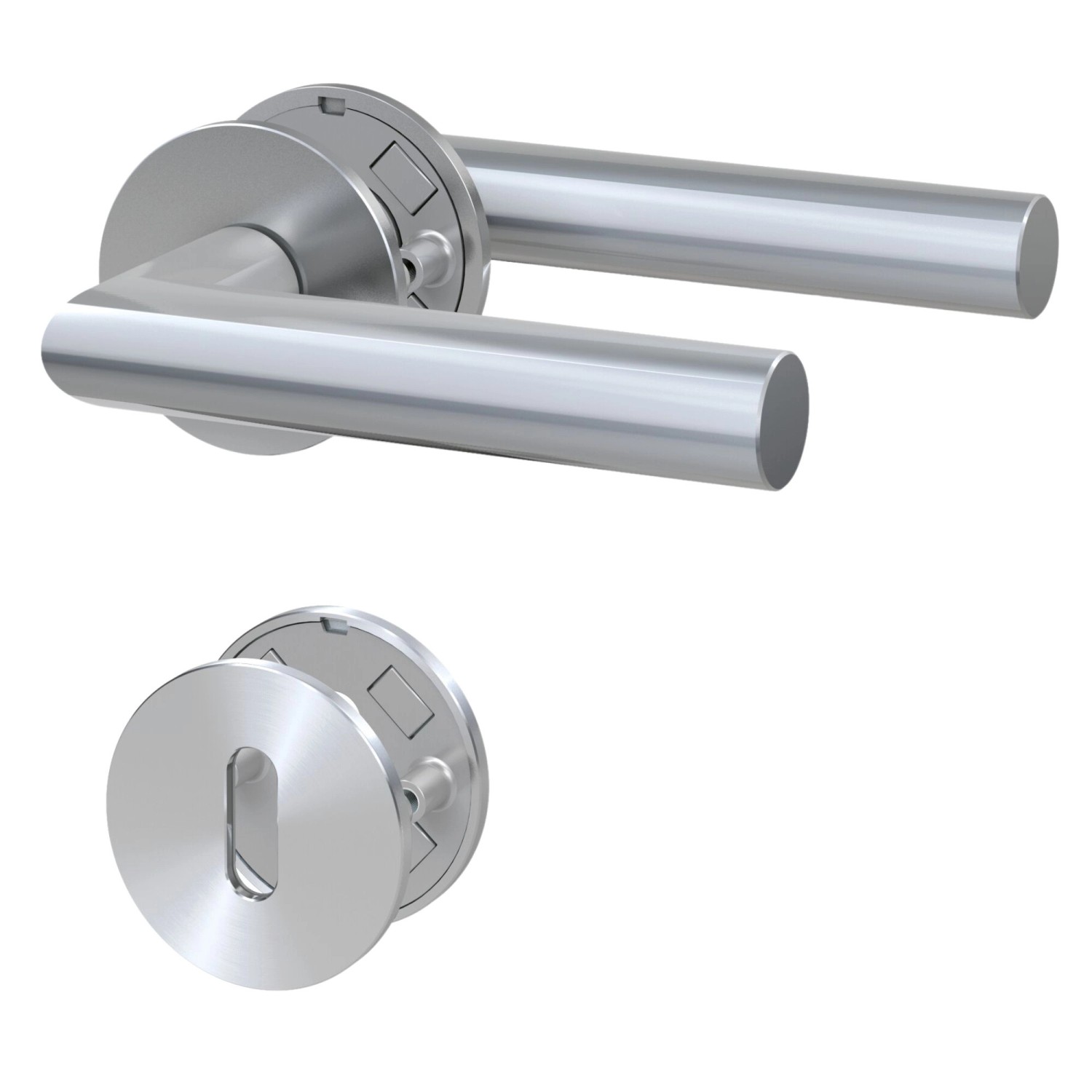 Basi Rosetten-Garnitur ZB 3220 mit 3 mm Magent-Flachrosetten aus Edelstahl mit Buntbart Lochung 7308-3108