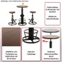 Braunes Bartisch-Set: 1 Tisch, 2 Hocker, höhenverstellbar, Holz/Metall, Industrie-Design.