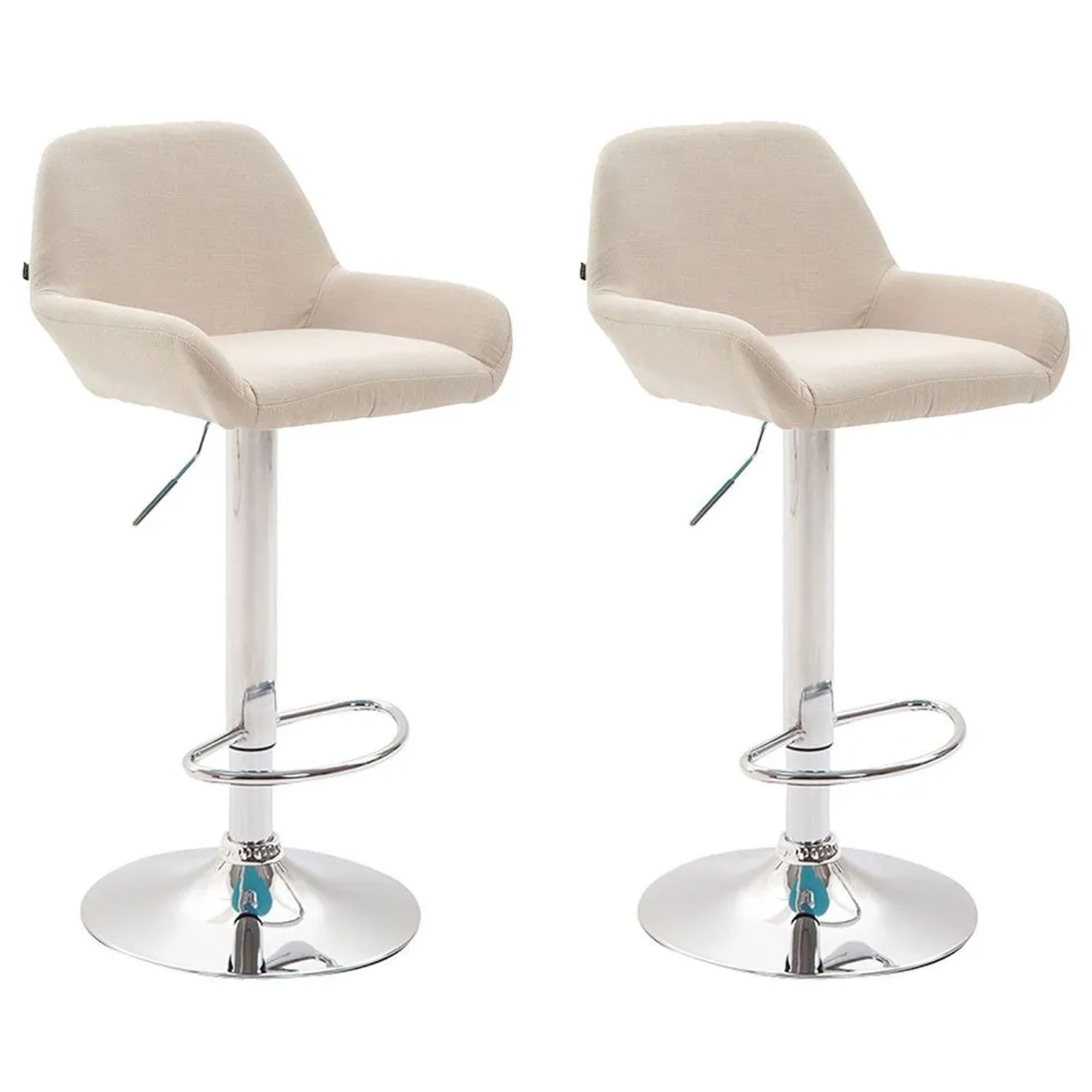 CLP 2er Set Barhocker Braga Stoff Creme/Chrom