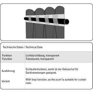 Bennetti Schal Weiß mit Blockstreifen und verdeckten Schlaufen für Gardinenstange.