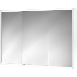 Jokey Spiegelschrank, 100 cm breit, mit drei Spiegeltüren und weißem Korpus.