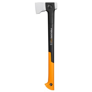 Fiskars Spaltaxt X24 X-series S mit orangefarbenem Griff und weißem Axtkopf.
