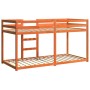 vidaXL Etagenbett, wachsbraun, 90x200 cm, Kiefer Massivholz, mit Leiter.