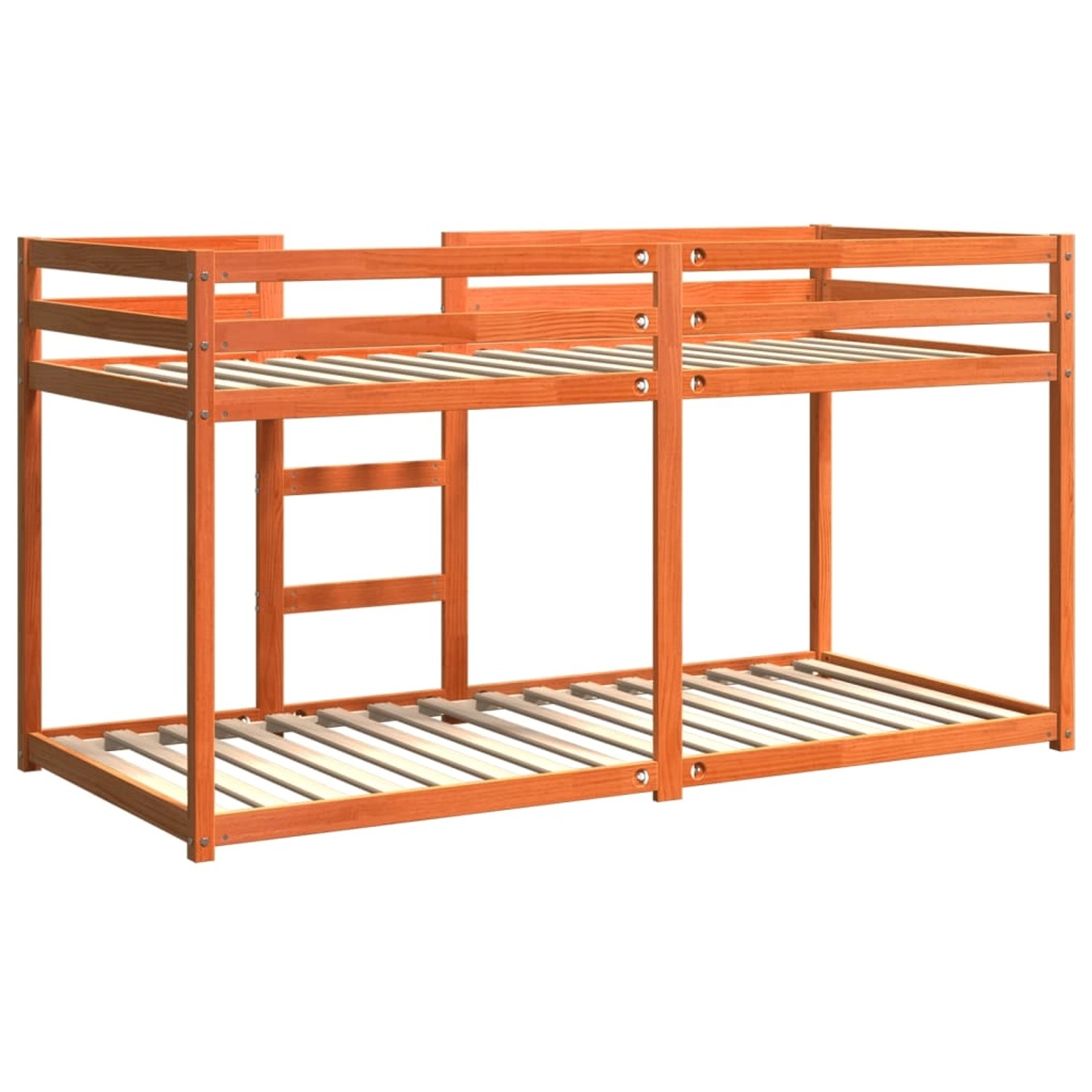 vidaXL Etagenbett, wachsbraun, 90x200 cm, Kiefer Massivholz, mit Leiter.
