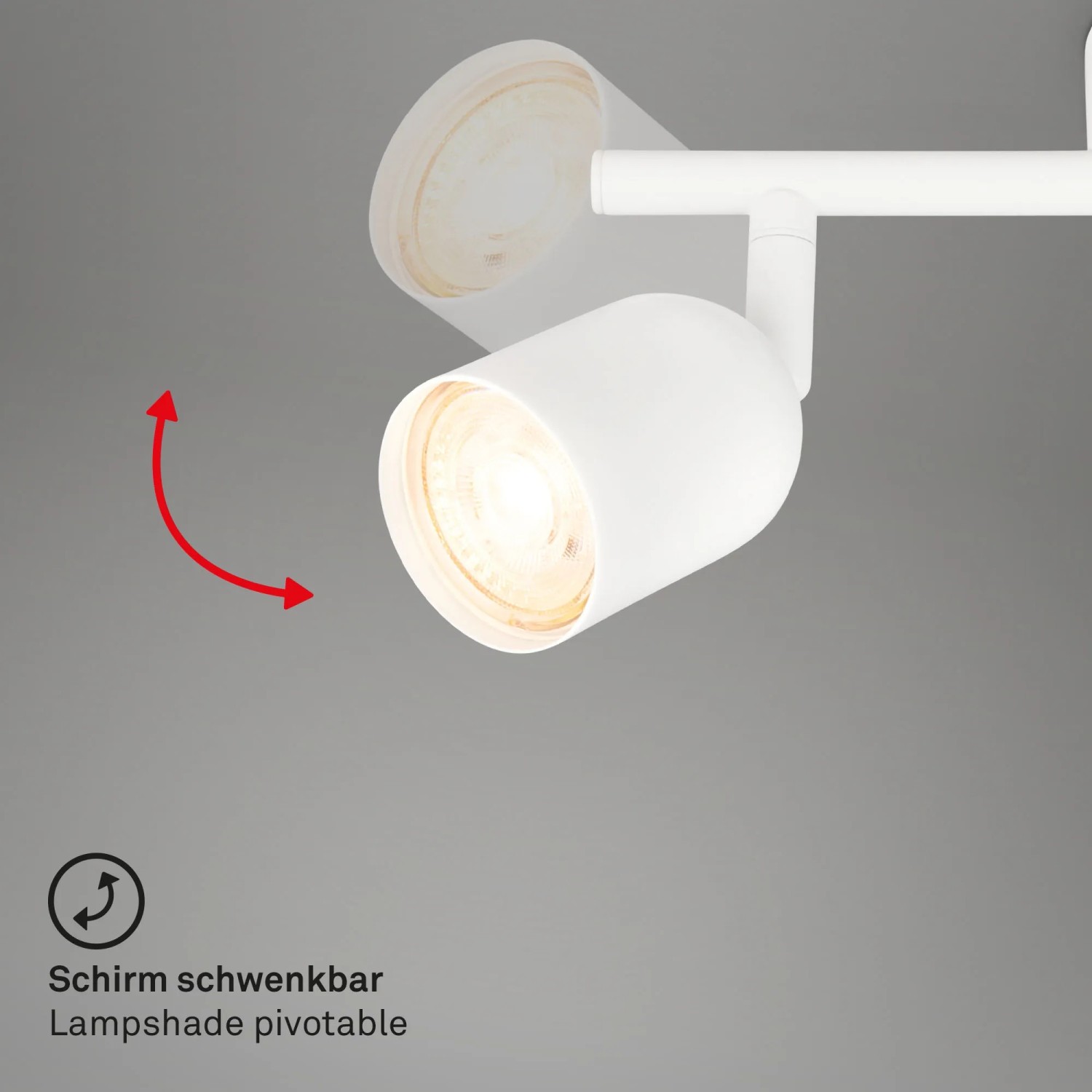 Weiße, schwenkbare Brilo Deckenleuchte Tabo, 2-flammig mit GU10 Fassung.