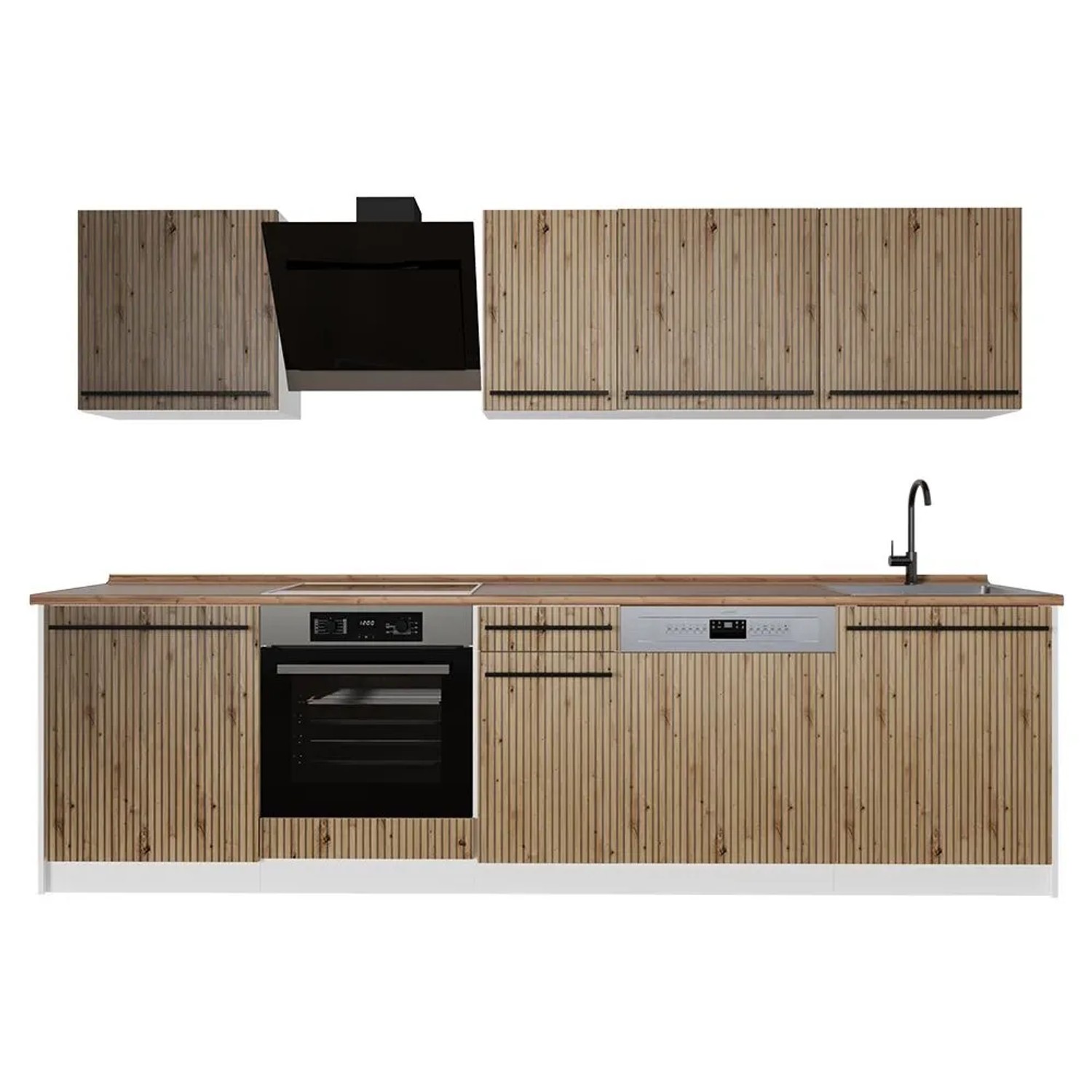 Vicco Küchenzeile R-Line Artisan-Eiche/Weiß 280 x 207 Arbeitsplatte Goldkraft Eiche Art Nr 67178
