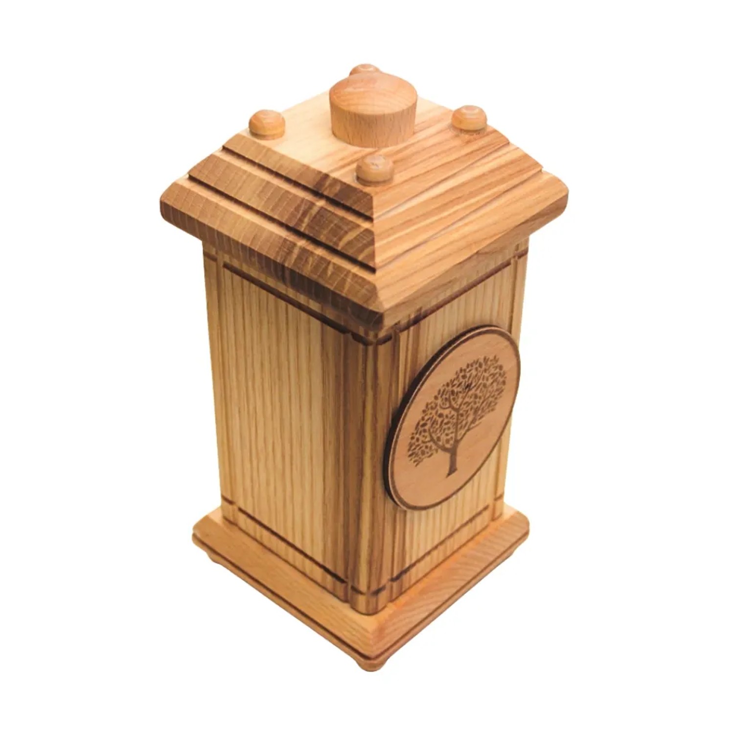 Dekohelden24 Tierurne Urne für Kleintiere Andenkurne Haustier Aschebox Tierurne groß Urne mit Lebensbaummotiv aus Buchenholz L/B/H 12 x 12 x 20 cm_6