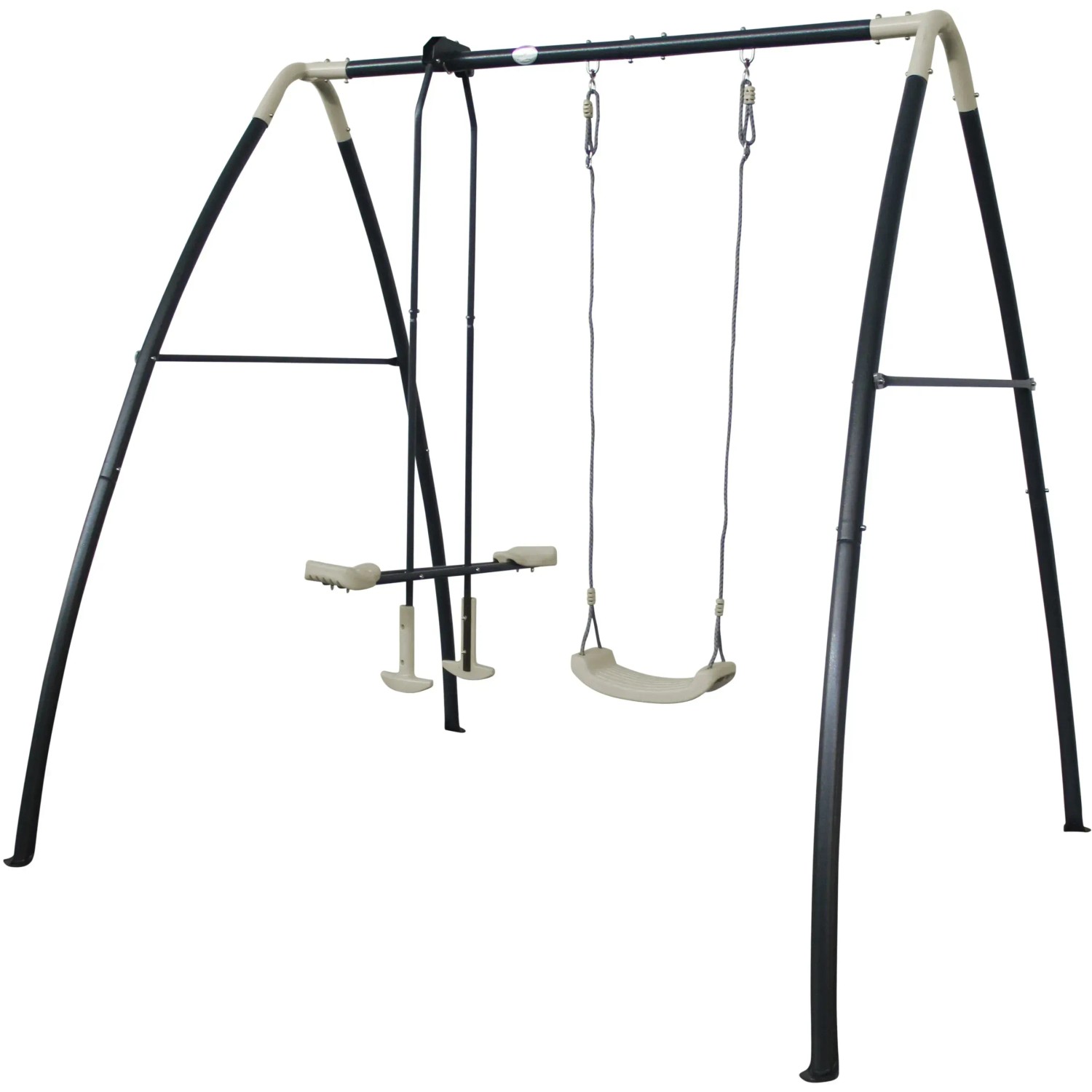 AXI Metallschaukel mit Einzelschaukel und Wippe in Anthrazit/Creme für Kinder im Garten.