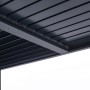 Detailansicht der grauen, bioklimatischen Cazeboo Piana Pergola (4x3m) mit Lamellen aus Stahl.
