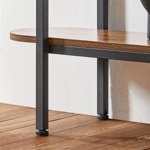 Detailaufnahme: SoBuy Konsolentisch FSB67-WS mit brauner Ablage und schwarzem Metallgestell.