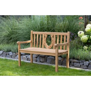 Gartenbank Hufeisen aus Teakholz, 120 cm breit, für den Garten oder die Terrasse.