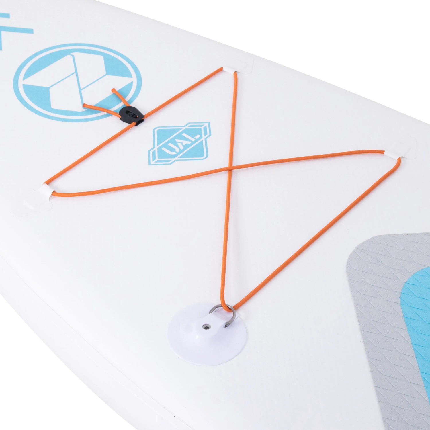 Detailaufnahme: Gepäcknetz mit Gummizug auf dem ZRAY Stand Up Paddle Board.