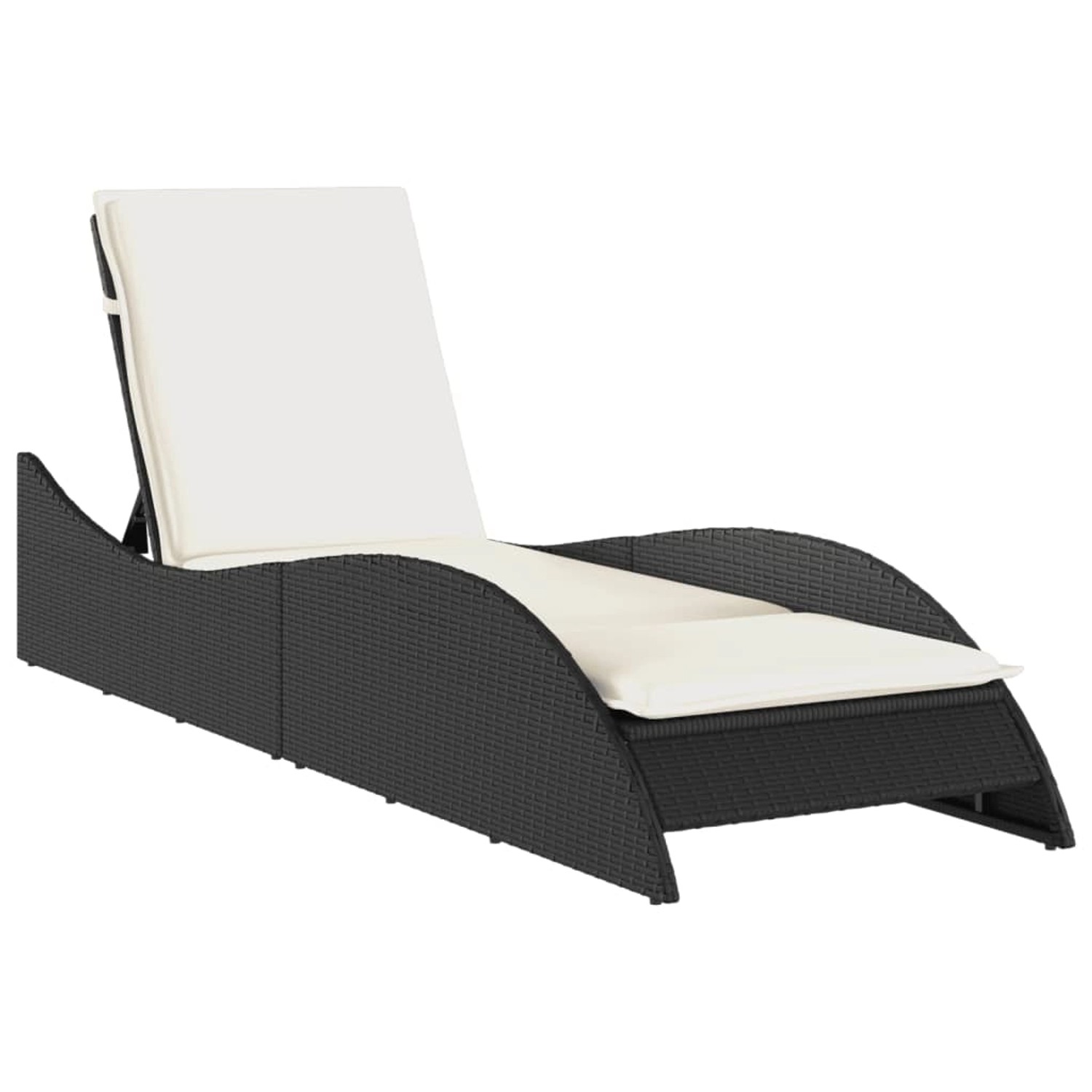 vidaXL Sonnenliege mit Auflage Schwarz 60x205x73 cm Poly Rattan 368278