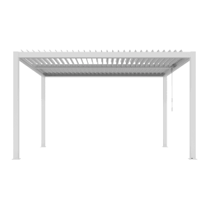 Weiße Ximax Pergola Shade Aluminium 300x400 cm mit verstellbarem Lamellendach.