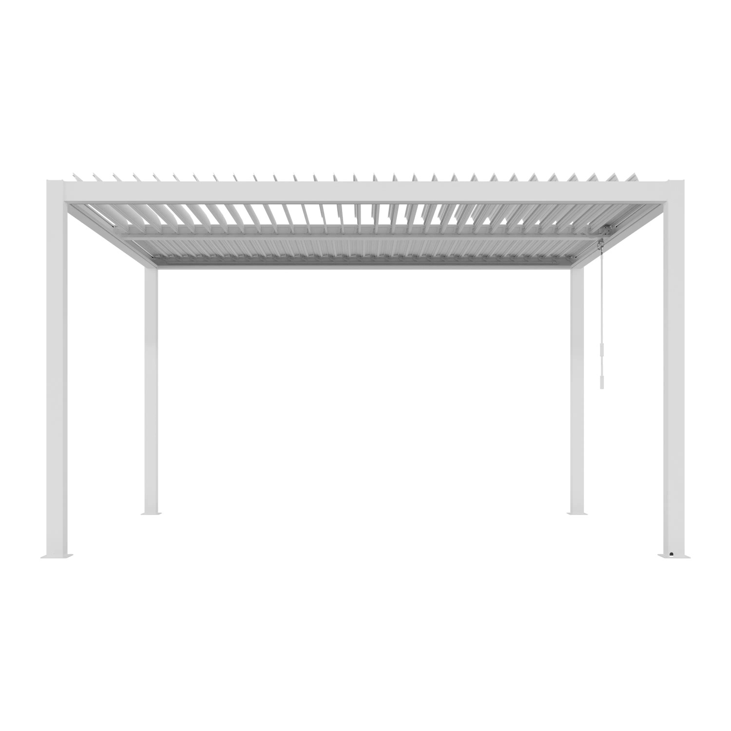 Weiße Ximax Pergola Shade Aluminium 300x400 cm mit verstellbarem Lamellendach.