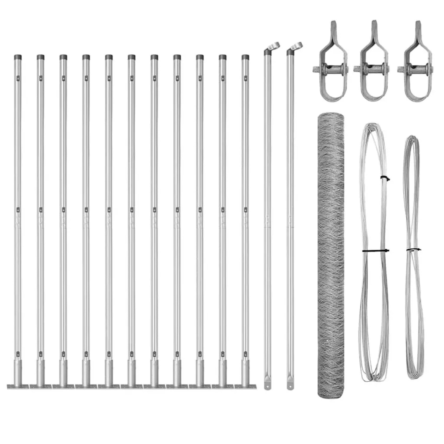 vidaXL Zaunpfosten Silber 25 x 1,4 m 50 mm Mesh Stahl 3353809 günstig online kaufen