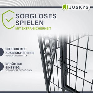 Juskys Welpenauslauf aus Metall, 8-teilig, mit Tür. Freilaufgehege für Welpen und Kleintiere.