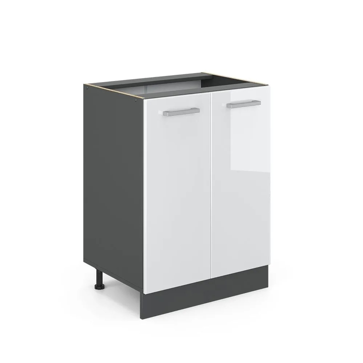 Vicco Küchenunterschrank R-Line Weiß Hochglanz Anthrazit 60 cm ohne Arbeitsplatte