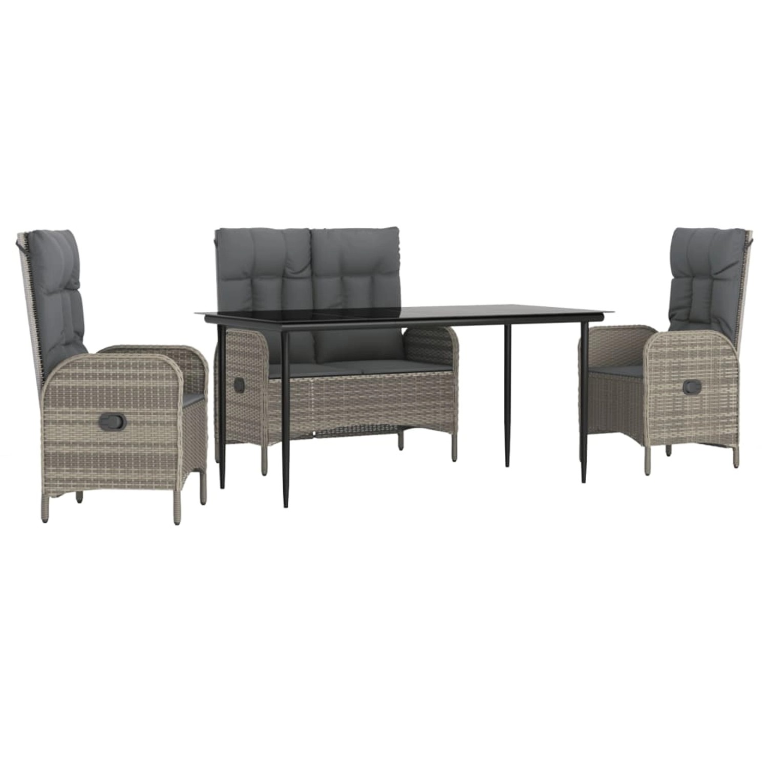 vidaXL 4-Tlg Garten-Essgruppe mit Kissen Grau Poly Rattan 3203503 günstig online kaufen