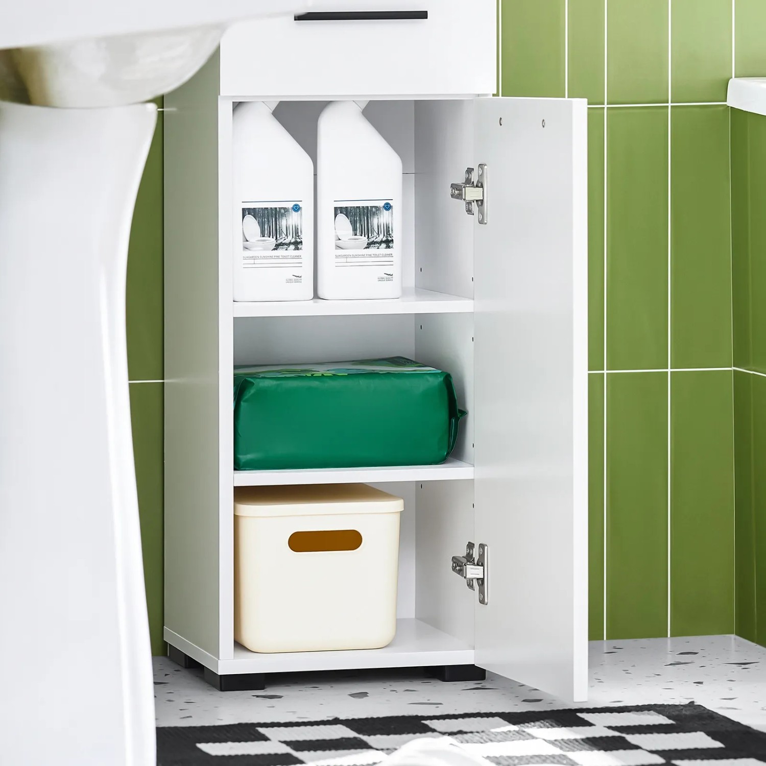 QIHANG-UK Schrank-Organizer, Schmales Hochglanz-Holz Mit 2