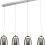Moderne 5-flammige LED-Pendelleuchte Metropolis mit Rauchglas und Chrom-Finish.